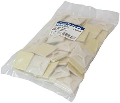 LogiLink KAB0045 40 x 40 mm Self Adhesive Cable Mounts (Pack of 100)
