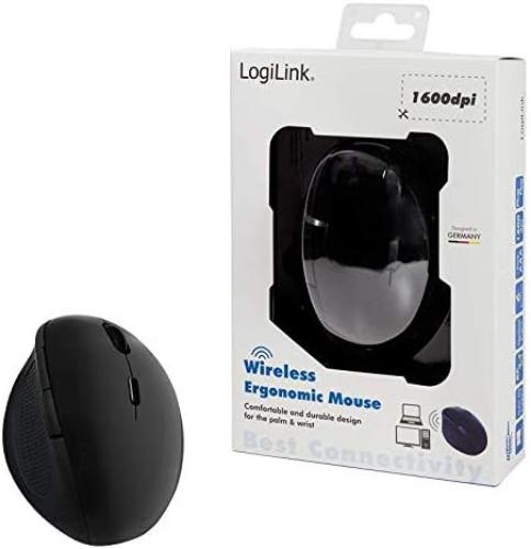 LogiLink ID0139 Ergonomic Wireless Mouse 2.4 GHz 1600 DPI Black