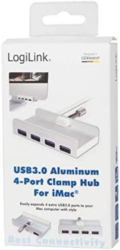 LogiLink UA0300 USB 3.0 Hub 4-Port im iMac Design bis 5 Gbit/s Silber