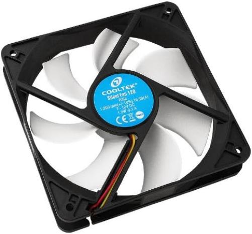 Cooltek 200400200 Silent Fan 120, 120 mm Lüfter, Rifle-Bearing, 16 dBA, 1.200 U/min, 107,9 m³/h, 3-Pin Molex