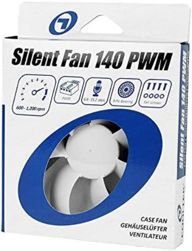 Cooltek 200400220 Silent Fan 140 PWM, 140mm x 140mm x 25mm PWM Lüfter, Rifle-Bearing, 6,8 - 15,2 dBa, 600 - 1.200 U/min, 88,4 - 115,4 m³/h, 4-Pin PWM Anschluss