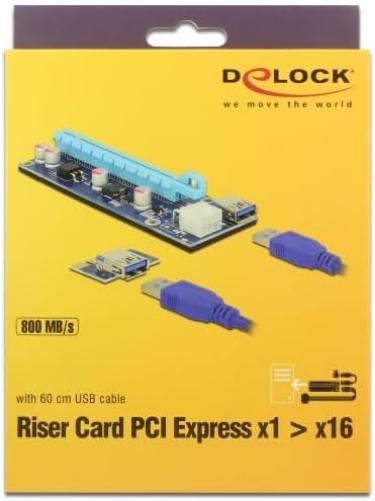 Delock 41426 Riser Karte PCI Express x1 x16 mit 60 cm USB Kabel