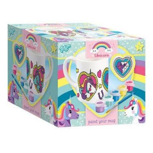 Eenhoorn-mok om zelf te beschilderen/creatief vormgeven met 5 verschillende kleuren, perfect voor kinderen