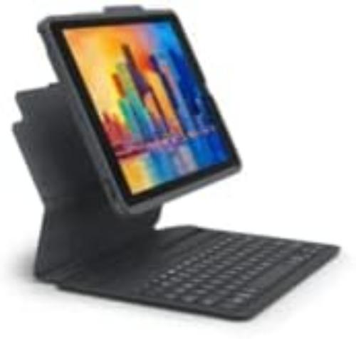 ZAGG Pro Keys Keyboard and Case with Pencil Holder made for Apple iPad 10.2 (7th, 8th, 9th gen), Backlit Laptop Style Keys, QWERTY UK English, Auto Sleep/Wake Function, Gray Single