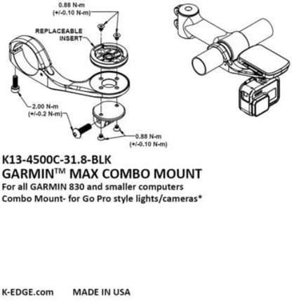 K-Edge Garmin Max Combo Mount, 31.8mm, Black