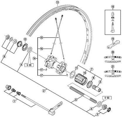 Shimano FH-M678 complete hub axle