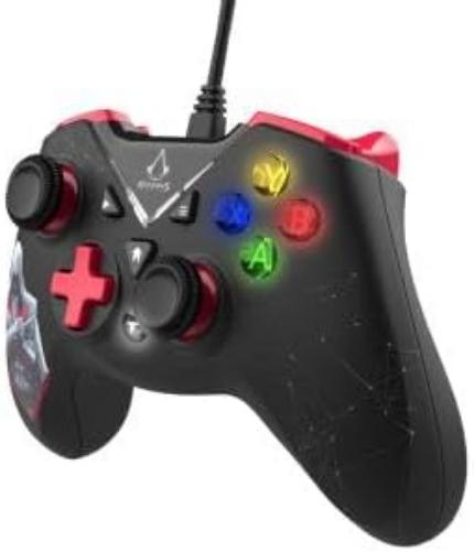 Assassin's Creed - Manette Filaire USB pour PC/Xbox One/SeriesX/S avec Câble 3M - Noire et Rouge