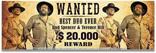 Blechwarenfabrik Braunschweig Bud Spencer und Terence Hill Wanted Best Duo Ever Becher aus Emaille Mehrfarbig 0,5L, Maße: 9cm x 9cm, EBT04