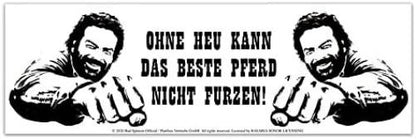 Blechwarenfabrik Braunschweig Bud Spencer Ohne Heu kann das beste Pferd nicht furzen Becher aus Emaille Mehrfarbig 0,5L, Maße: 9cm x 9cm, EBC05