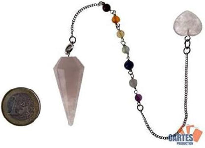 PREMIUM ROSE QUARTZ CHAKRA PENDULUM PEB25 - BOXED