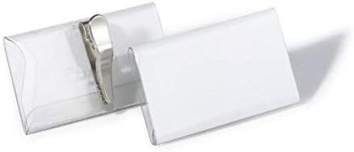 Durable 811019 Portanombres (con pinza de cocodrilo, 40 x 75 mm) Paquete de 25 piezas, transparente
