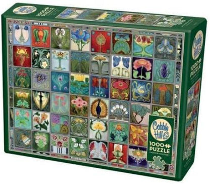 Cobble Hill 1000 Piece Puzzle Art Nouveau Tiles-Sample Poster included
