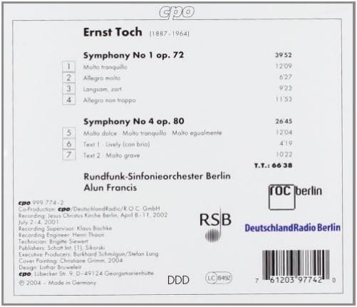 Symphonies 1 and 4 (Francis, Rundfunk-sinfonieorch. Berlin)