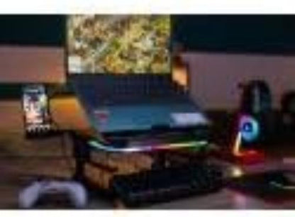 Surefire Portus X2 Gaming Laptop Stand, 360° Notebook Stand Height Adjustable with RGB Lighting, Holder for Laptops with 10, 17.3 Inches, Tablet Riser with Ventilation for the Desk