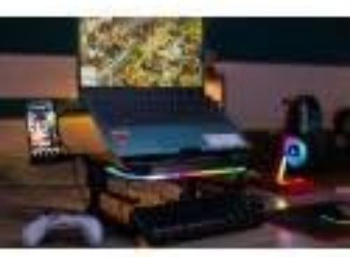 Surefire Portus X2 Gaming Laptop Stand, 360° Notebook Stand Height Adjustable with RGB Lighting, Holder for Laptops with 10, 17.3 Inches, Tablet Riser with Ventilation for the Desk
