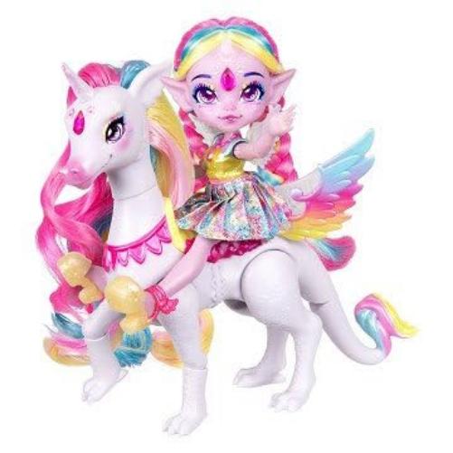 Magic Mixies - Pixlings Shimmer Reveal Unia the Dragon-corn, including Rainbow Star the Pegacorn Magical Reveal Beautiful 6.5 inch Pixling Doll and Steed Inside A Potion Bottle