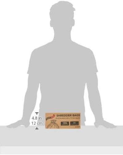 Safewrap Shredder Bags, 150L Capacity | Pack of 50 | Durable, High-Density Polythene | Handy Dispenser Box