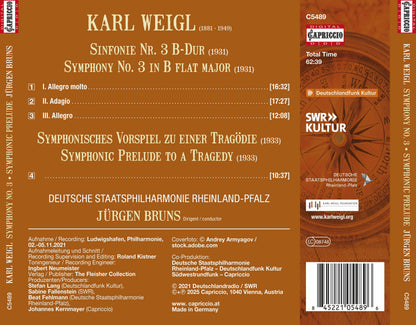 Karl Weigl: Symphony No. 3/Symphonic Prelude