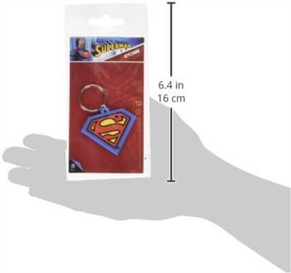 Pyramid International Superman-Shield Rubber Keychain, Metal, Blue, Red and Yellow