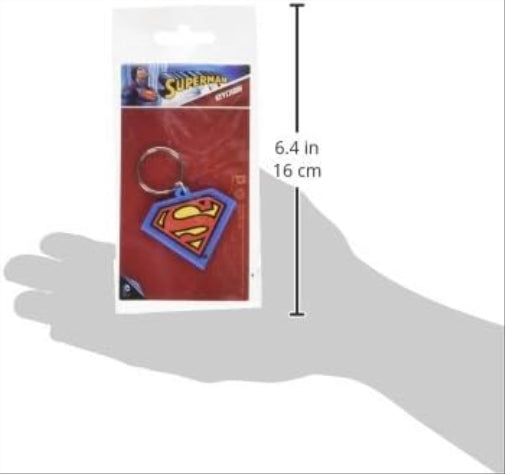 Pyramid International Superman-Shield Rubber Keychain, Metal, Blue, Red and Yellow