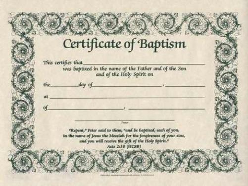 Baptism Certificate (Pack of 6)