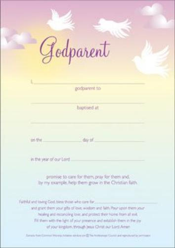 TLC Heavenly Gifts Godparent Certificate - Doves - 10 Pack