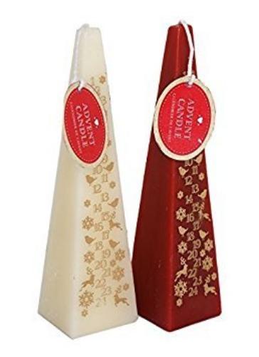 8`` Ivory/Red Pyramid Advent Candle