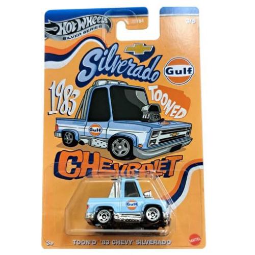 Hot Wheels '83 Chevy Silverado, Silver Series, Toon'd Series 3/5, 1:64 Scale Diecast
