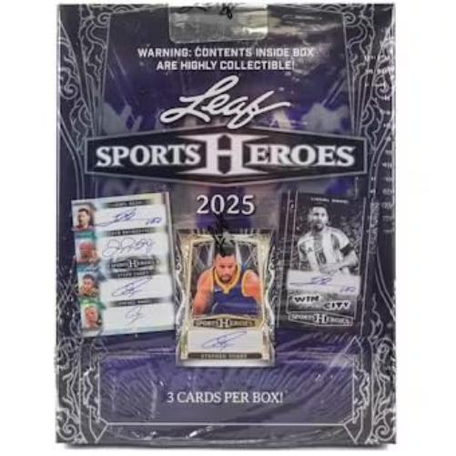 Leaf Sports Heroes 2025 Trading Cards Hobby Box, 3 Cards Per Box