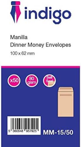 Indigo Plain Money Dinner Brown Manilla Envelopes (200