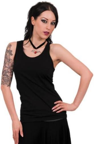 Spiral Women's Urban Fashion-Razor Back Top Black Vest