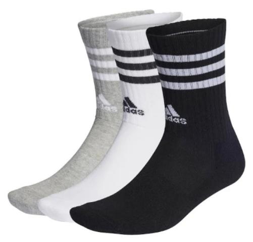 Adidas Cushion Crew Sock 3 Pack Small White/Grey/Black Small White/Grey/Black