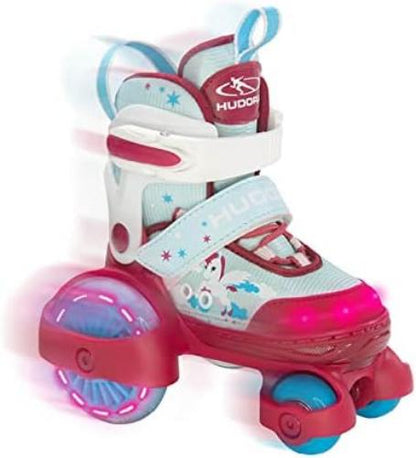 HUDORA My First Quad LED girl/boy in diverse misure - pattini a rotelle di pregio con LED - pattini a rotelle comodi regolabili su 4 misure - pattini di stile per bambini/e fino a 20kg
