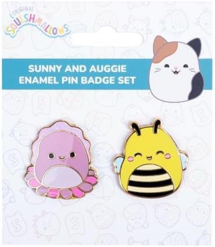 Fizz Creations Squishmallows Sunny & Auggie Metal & Enamel Pin Badges Set van twee pinnen. Sunny the Bee en Auggie de Inktvis. Officieel gelicenseerd., Eén maat, Emaille