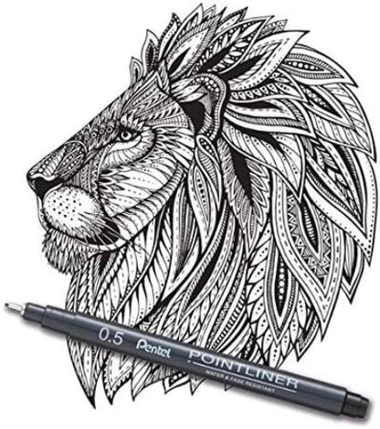 Pentel Arts Pointliner, Black pigment ink, Pack of 5