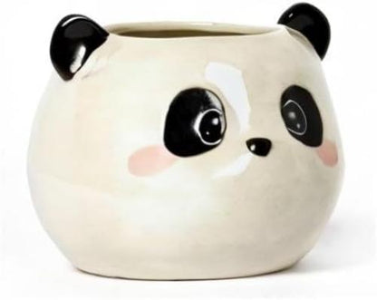 Legami Desk Friends Ceramic Pen Holder, 11.2 x 11.4 cm, Panda Theme, for Desk, Hand Painted