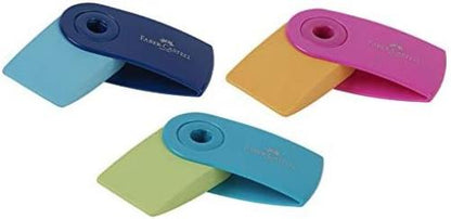Faber Castell Rubber Mini Sleeve Closable Display 24 Pieces Erasers, Multicoloured, 9555684679765