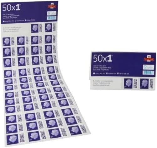 Royal Mail 50 x 1st Class BARCODED Standard Self Adhesive Postage Stamps