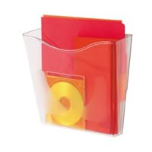 Deflecto A4 Portrait Wall Mounted Magazine File Holder - Featuring Antimicrobial Additives Formulated - Perfect Folders, Brochures & Leaflet Display Stand - Clear Plastic Document Rack