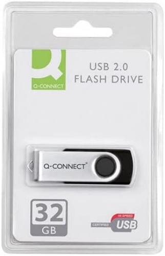 Q-Connect USB 2.0 Swivel 32GB Flash Drive Silver/Black