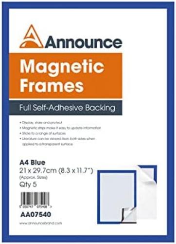 Announce Magnetic Frames A4 Blue (Pack of 5) AA07540
