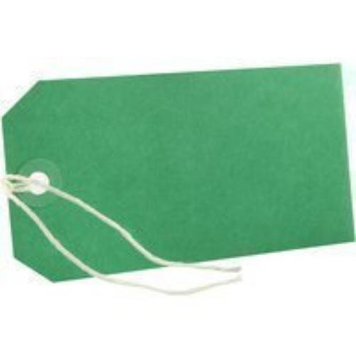 Pack of 100 x Green Strung Tags Tickets Luggage Labels 120 x 60mm