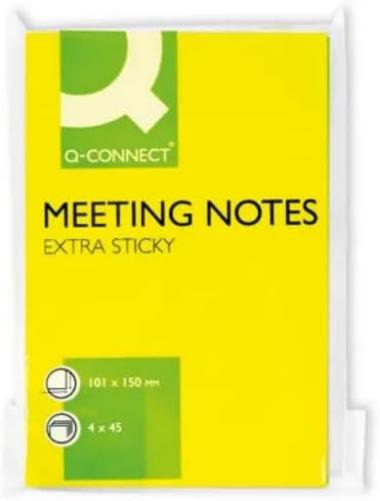 Q-Connect Extra Sticky Meeting Pads 101x150mm Assorted (Pack of 4