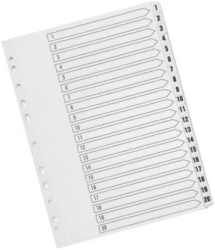 Q-Connect Index 1-20 Polypropylene White (Pack of 10