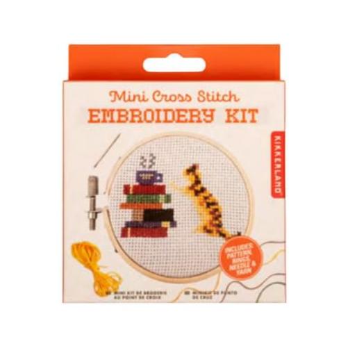 Miniature Cross Stitch with Cats and Books by Kikkerland