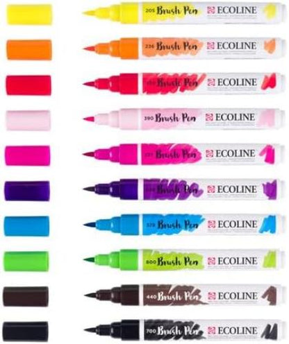 Bruynzeel - Ecoline Brush Pen Set Helder 10 Kleuren