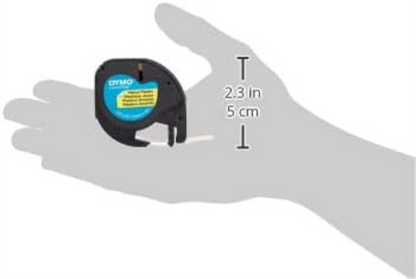 DYMO LetraTag Plastic Labels | Authentic | 12 mm x 4 m Roll | Black Print on Yellow | for LetraTag Label Makers