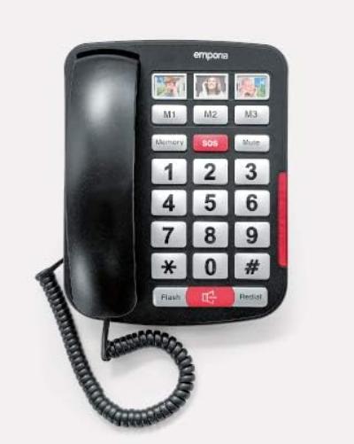 Emporia AMPLi40 Big-Button Amplified Corded Home Phone Black/Silver (Official UK Version