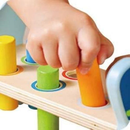 Dorjee- D1.100-2 - Hamerbankje met houten staafjes - coördinatiespeelgoed van hout voor kinderen vanaf 12 maanden.
