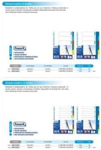 Favorit 400132501 Divisori con Foratura Universale per Raccoglitori ad Anelli con 6 Tacche Neutre Colorate, Formato Interno A4, in Polipropilene (Materia Plastica Atossica)
